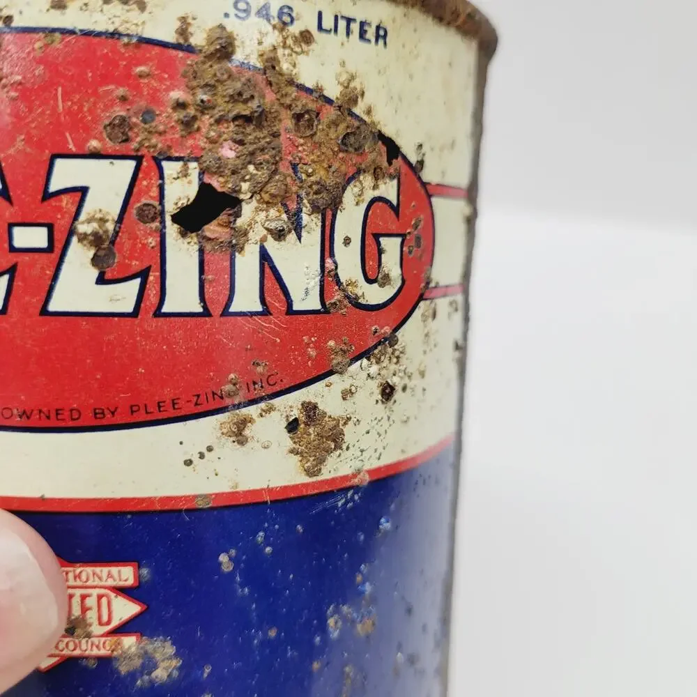 Vintage 1 Qt Plee-zing Motor Oil Tin Can Gas Service Station Advertising Empty